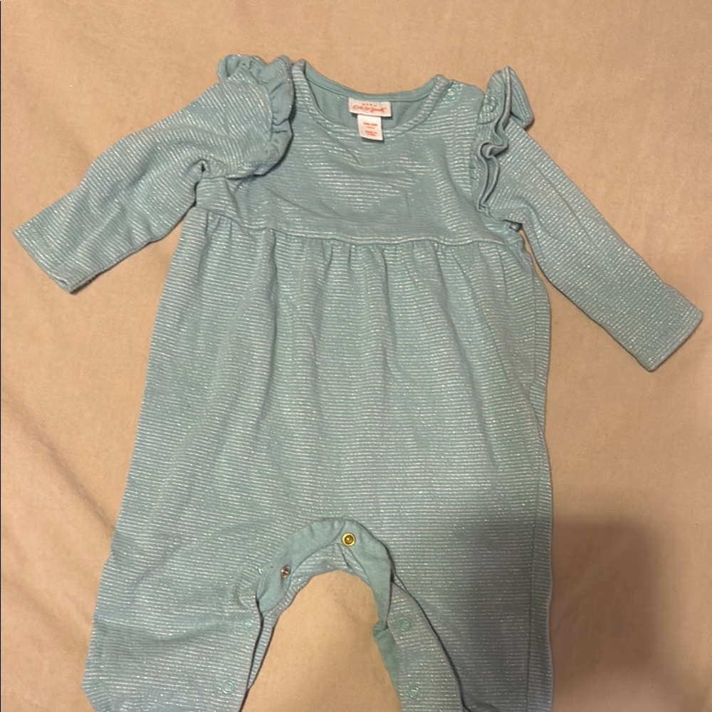 Cat & Jack Blue Ruffled Footie Romper
